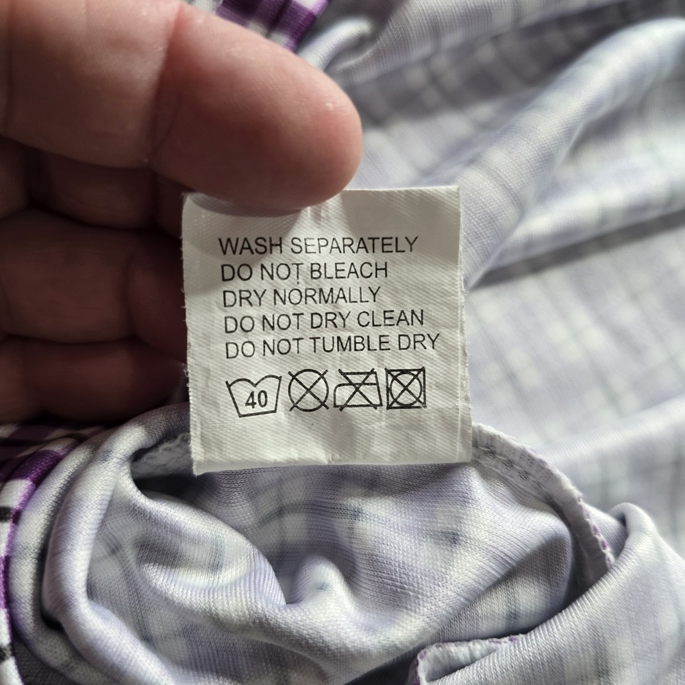 Men's Purple Check Performance Polo - Picture 12 of 16